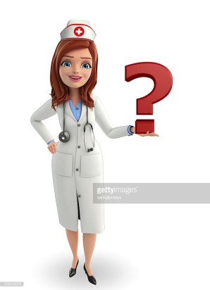 Cartoon Character of Nurse with question mark